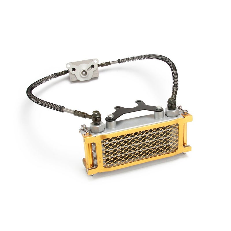 USTPO Motorcycle Oil Cooler Cooling Radiator Engine Kit Universal for CRF XR KLX 50 70 90 110 125 140cc SSR Taotao Coolster Kayo Apollo Dirt Pit Bike ATV Gold - Image 2
